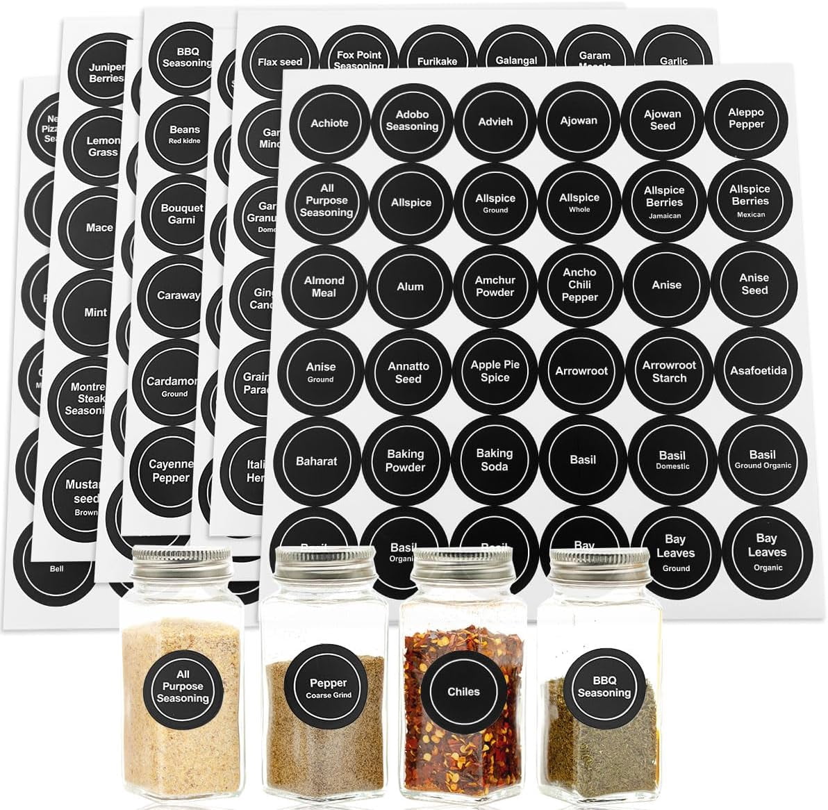 Spice Labels, 432Pcs Spice Labels Stickers 1.4in Waterproof Adhesive ...