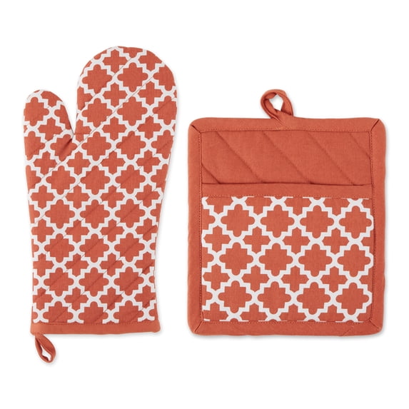 Spice Lattice Oven Mitt And Potholder Set