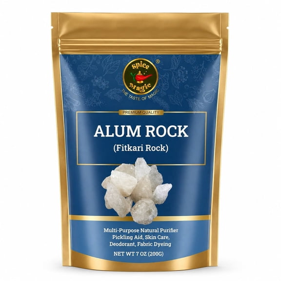 Spice Magic White Alum Crystal Rock, 7 oz (200 g) | 100% Natural | Traditionally Used for Odor Control, Grooming & Household Uses
