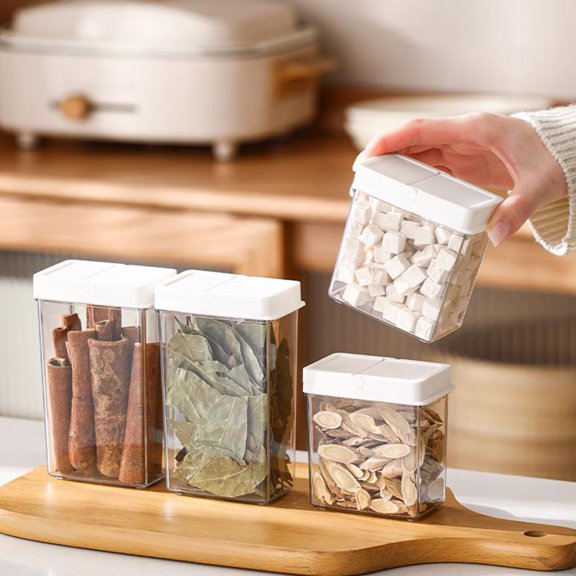 Spice Organizer Storage Box with Compartments, Clear Food-Grade Spice Container with Flip-Top Pour Lid for Kitchen Seasoning Storage and Easy Dispensing