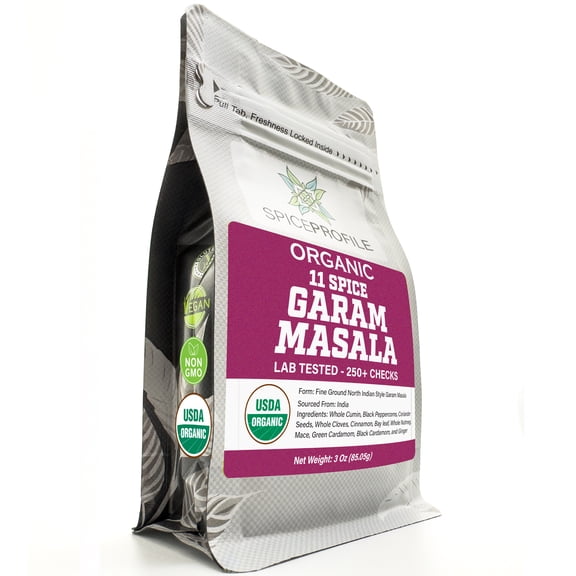 Spice Profile USDA Organic 11-Spice Garam Masala, 3 oz, Lab Tested for Heavy Metals, Salt Free, North Indian Style