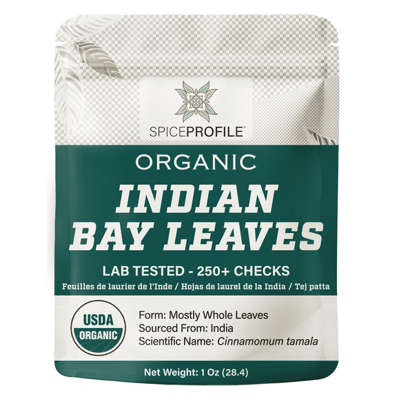 Spice Profile USDA Organic Bay Leaves, Lab Tested for Heavy Metals, Resealable 1oz Pouch, Tej Patta, Hojas de Laurel