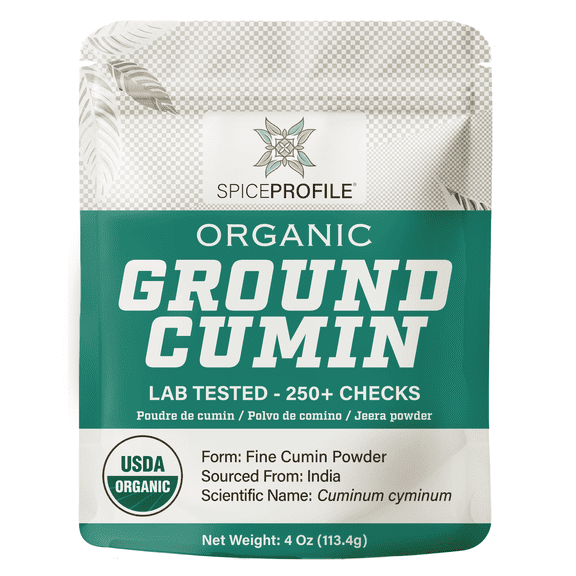Spice Profile USDA Organic Cumin Powder, Lab Tested for Heavy Metals, Resealable 4oz Pouch, Jeera, Comino Molido