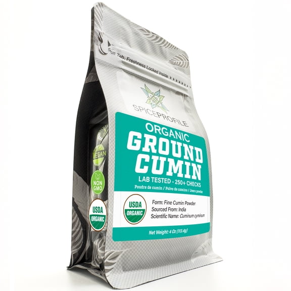 Spice Profile USDA Organic Cumin Powder, Lab Tested for Heavy Metals, Resealable 4oz Pouch, Jeera, Comino Molido