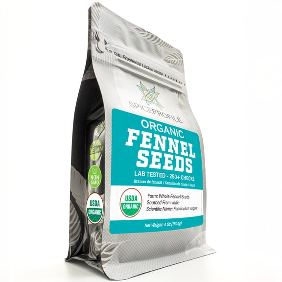 Spice Profile USDA Organic Fennel Seeds, 4 oz (Saunf / Semillas de Hinojo)