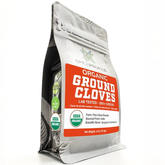 Spice Profile USDA Organic Ground Cloves, Lab Tested for Heavy Metals, Resealable 4 oz Pouch, Laung, Clavo Molido
