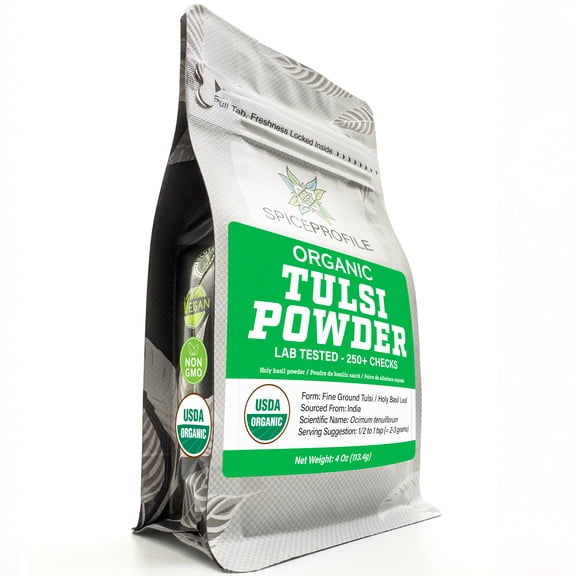 Spice Profile Organic Holy Basil Powder (Tulsi), 4 oz, Resealable Pouch