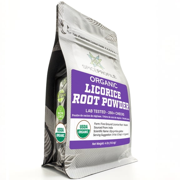 Spice Profile USDA Organic Licorice Root Powder, Lab Tested for Heavy Metals, Resealable 4oz Pouch, Mulethi, Regaliz en Polvo