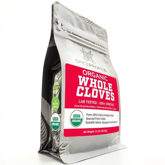 Spice Profile USDA Organic Whole Cloves, Lab Tested for Heavy Metals, Resealable 3.5 oz Pouch, Laung, Clavos de Olor