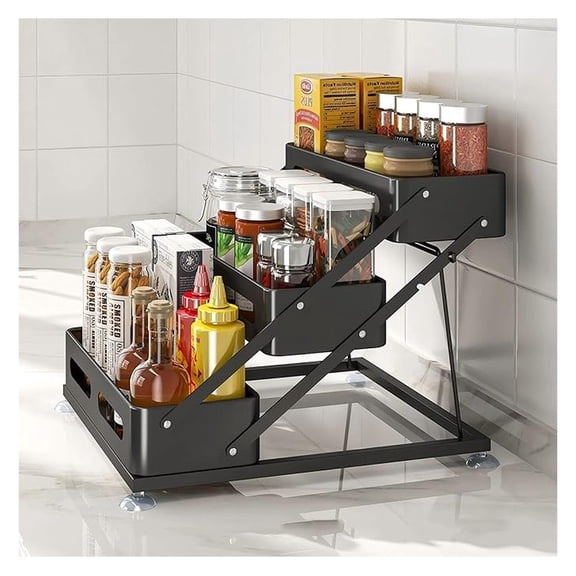 Spice Rack 3 Tier Adjustable - Cabinet & Countertop Organizer with Suction Cups