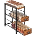 thumbnail image 1 of Spice Rack, 3-Tier Pull Out Spice Rack Organizer for Countertop, Narrow Kitchen Countertop Storage Shelf with 2 Drawers, for Kitchen, Cafe, Rustic Brown and Black SR02BR, 1 of 9