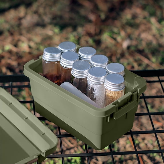 Spice Rack, Condiment Caddy, Portable Outdoor Seasoning Organizer with 6 Bottles, Stickers, Funnels, for Cam, BBQ, Kitchen, Travel