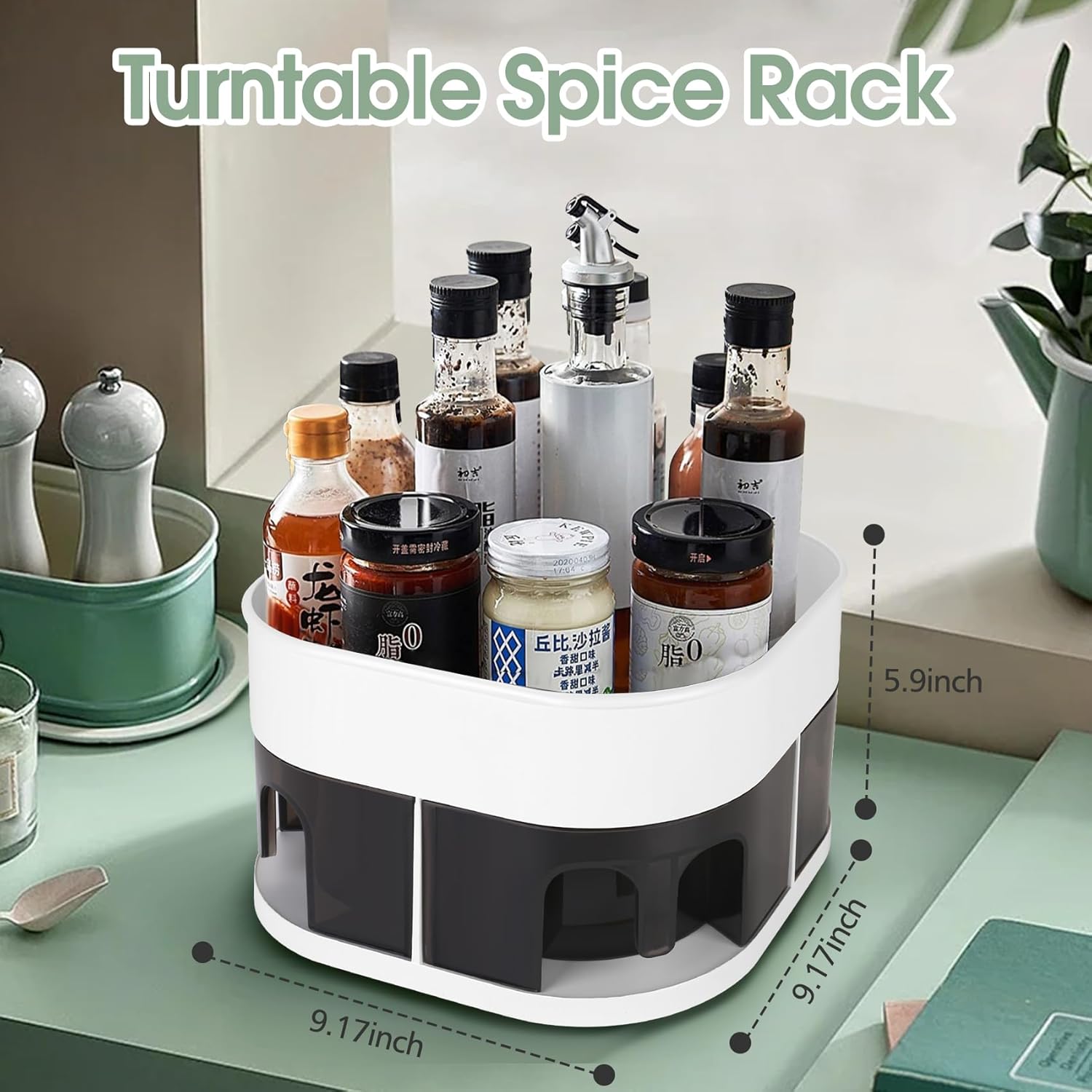 Turnable Spice Rack Spice Rack Organizer, 2-Tier Turntable Spice Rack Kitchen Organizer ...