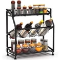thumbnail image 1 of Oumilen Spice Rack Organizer 3 Tiers Freestanding Kitchen Metal Spice Holder Storage, Black, 1 of 3