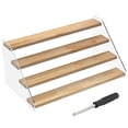 thumbnail image 1 of Spice Rack Organizer Acrylic Clear Solid Wood Step Shelf Flexible Easy to Use Seasoning Storage Holder Easy to Install Display Shelf Easy to Move Spice Storage Suitable for Cabinet, 1 of 10