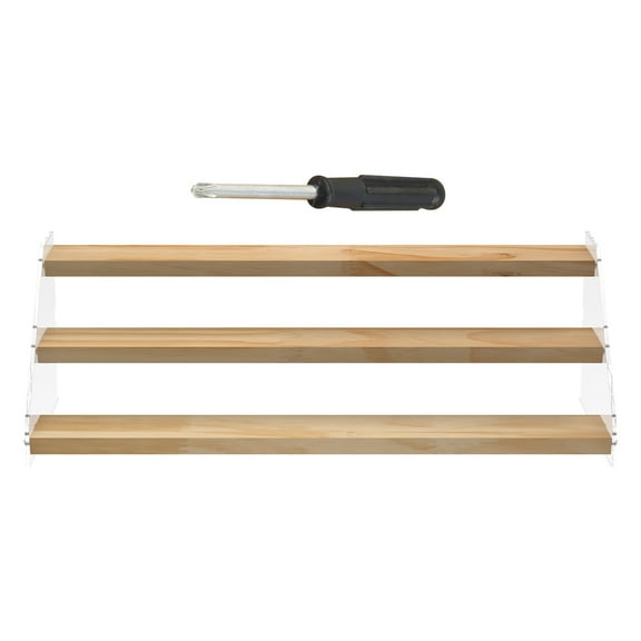 Spice Rack Organizer Acrylic Clear Solid Wood Step Shelf Flexible Easy to Use Seasoning Storage Holder Easy to Install Display Shelf Easy to Move Spice Storage Suitable for Cabinet