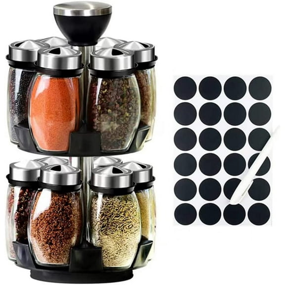 Spice Rack Organizer , Spinning Spice Storage Rack Tower Organizer with 12 Empty Jars, Rotating Spice Holder Shelf Seasoning Rack Shelf, Spice Seasoning Bottle Organizer