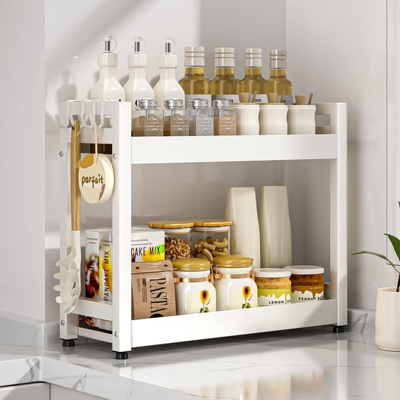 Spice Rack Organizer for Countertop, Metal Rust-Proof 2 Layer Kitchen Spice Storage Organizer