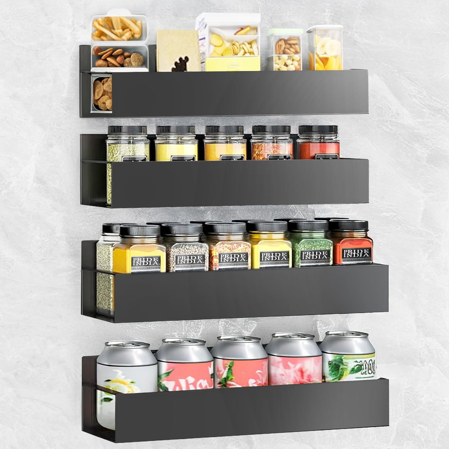 Oversize Rack Spice Rack Wall Mount: 4 Packs Oversize Pantry Organization And Storage ...