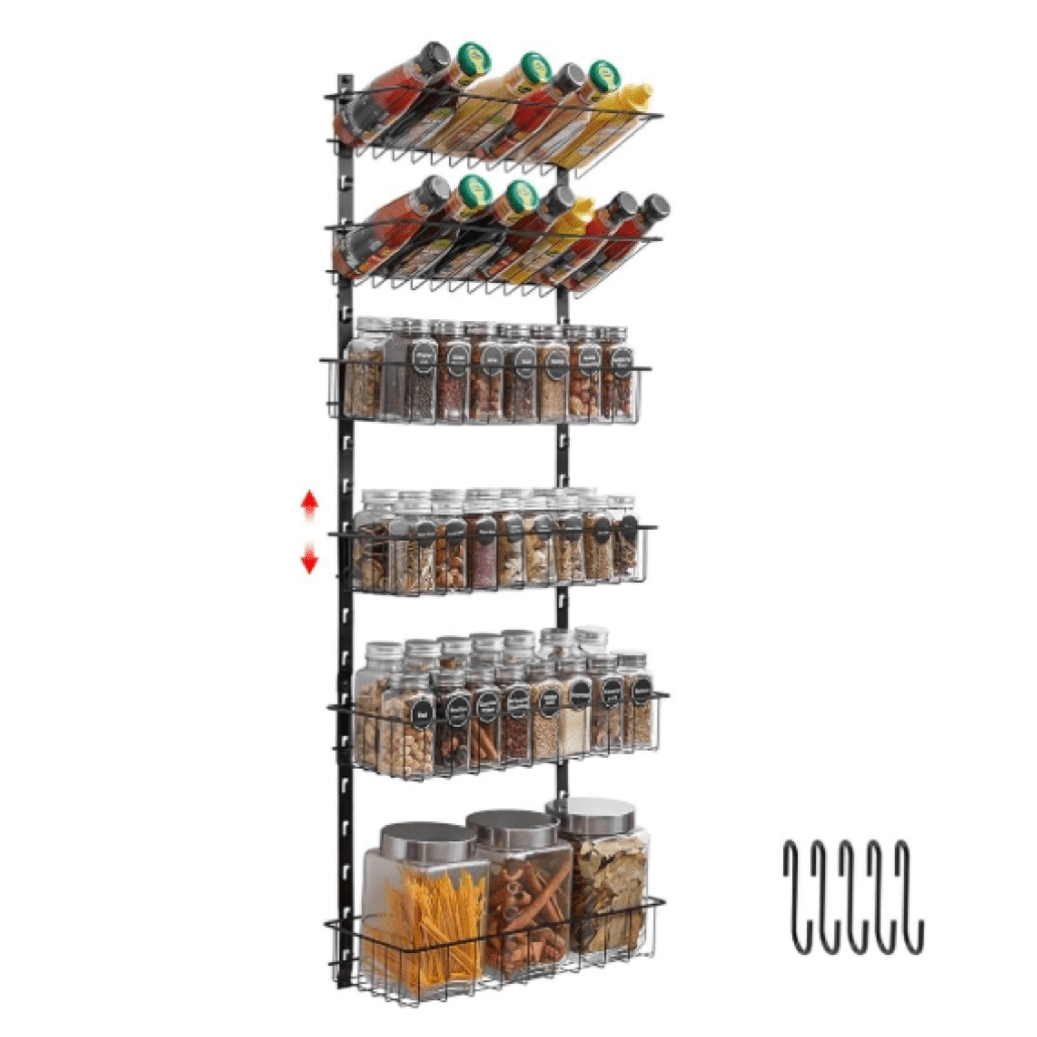 ZUFECY 16 Jar Spice Rack Organizer – Space-Saving Shelf For Spice Jars, Includes Labels & Funnel (Kitchen Storage)