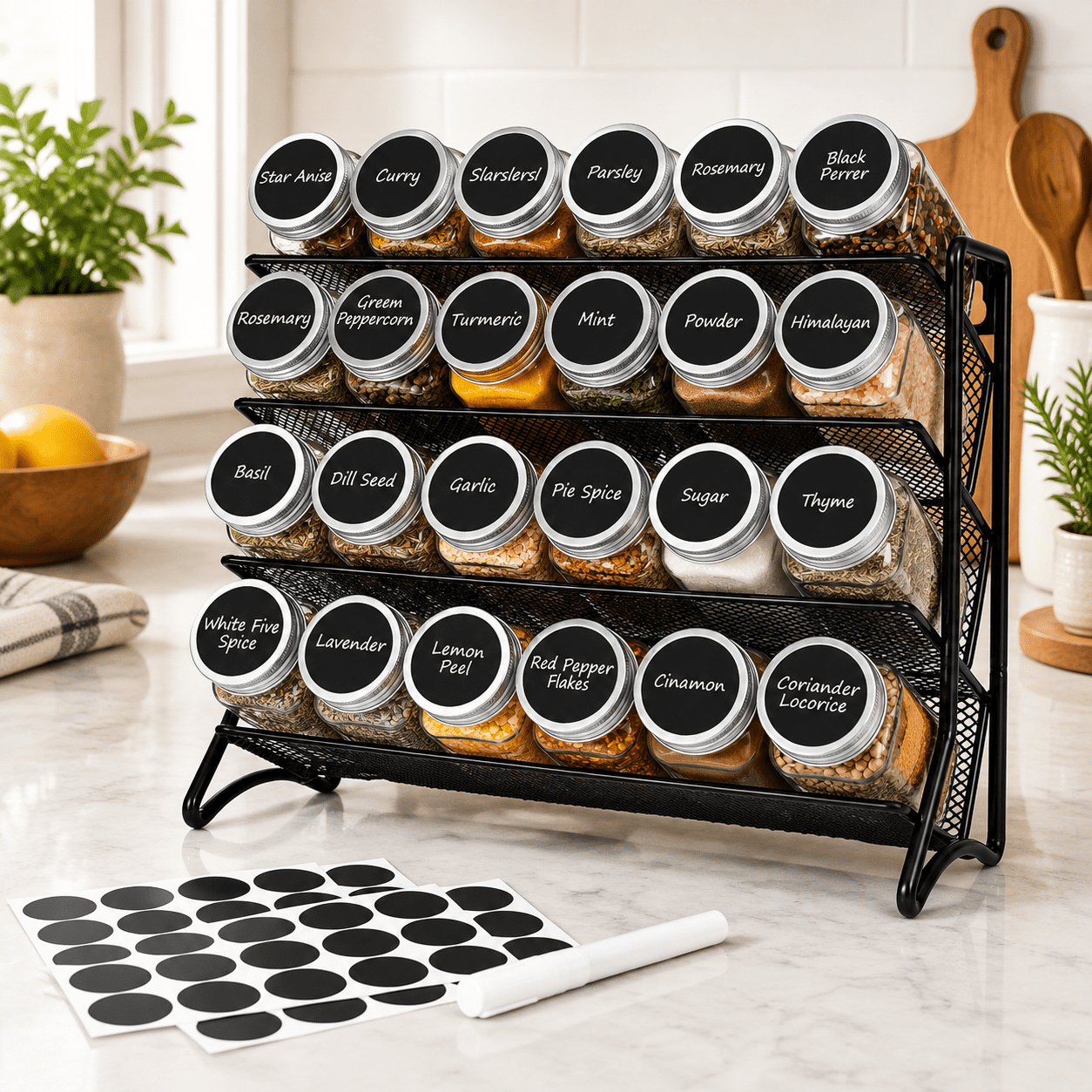 Spice Rack List Spice Rack With Jars 24 Labels And Organizer - Walmart.com
