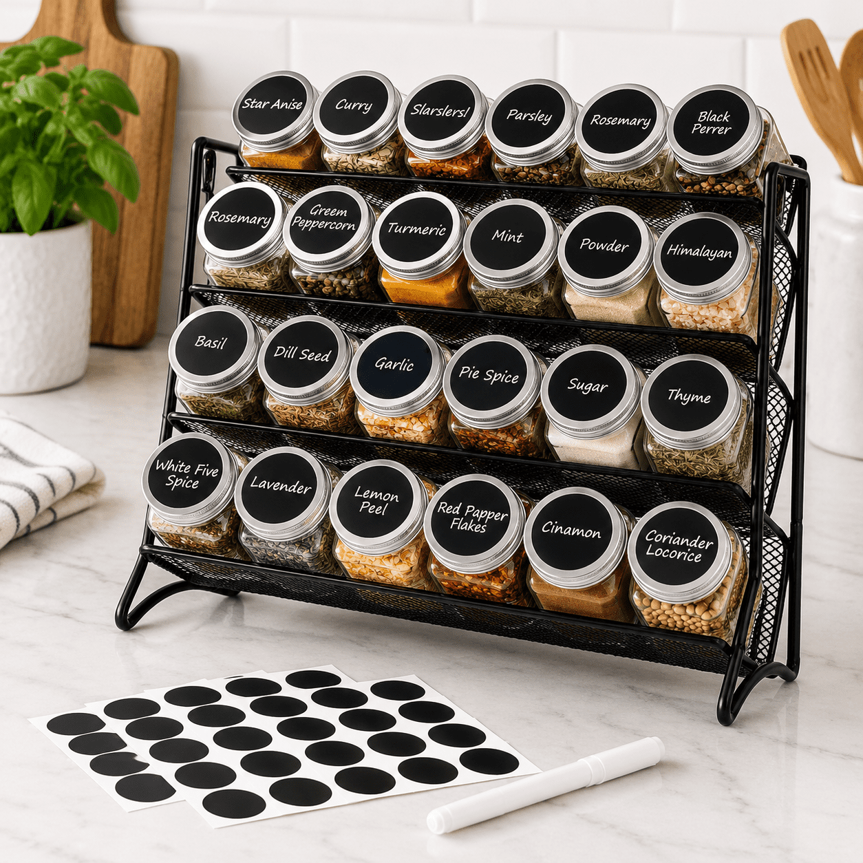 Spice Rack List Spice Rack With Jars 24 Labels And Organizer - Walmart.com