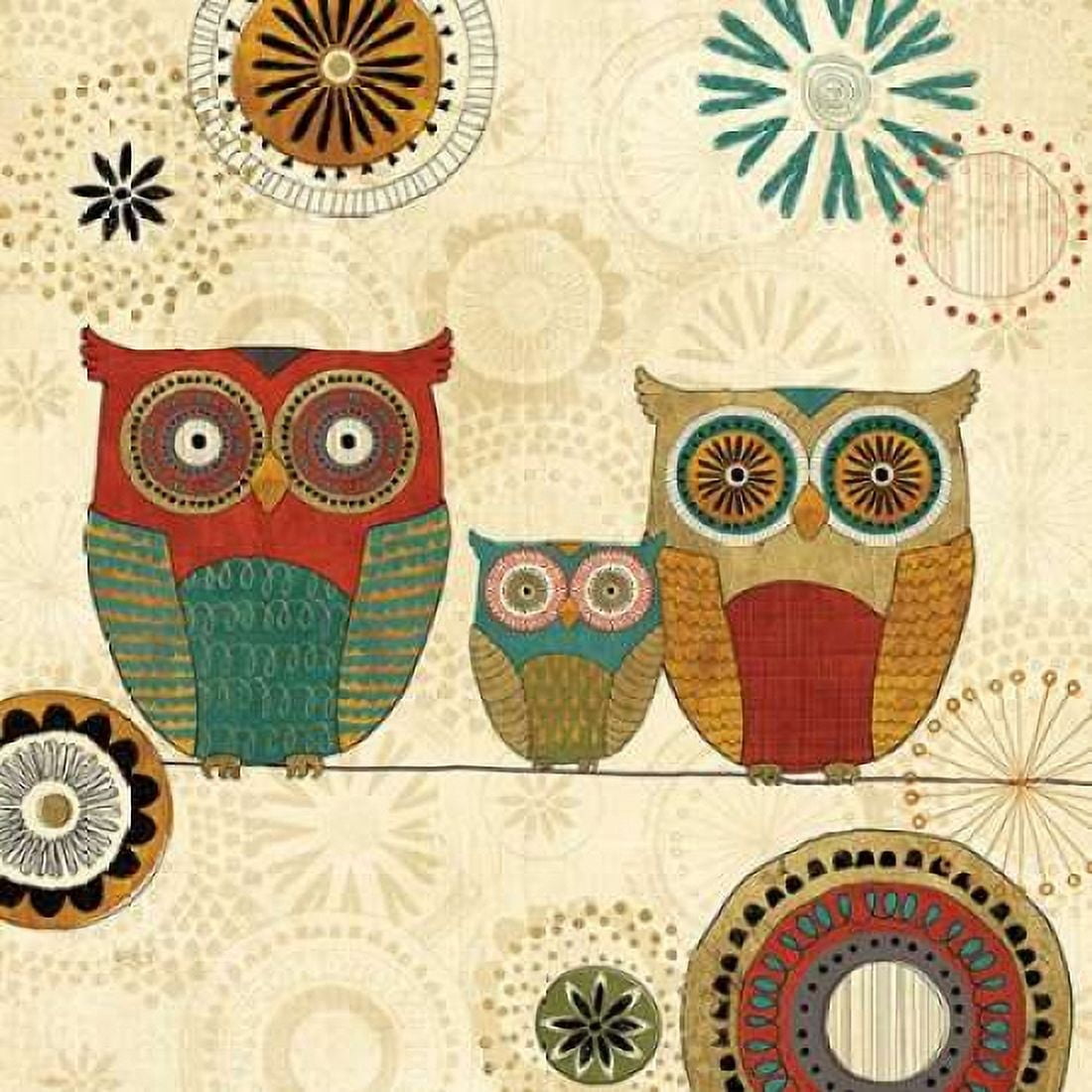 Spice Road Owls I Canvas Art - Veronique Charron (24 x 24)