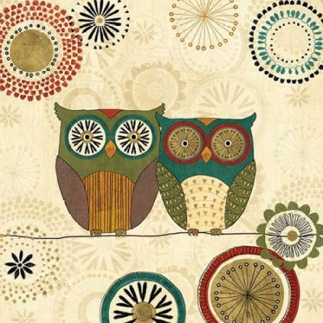 Spice Road Owls II Canvas Art - Veronique Charron (24 x 24)