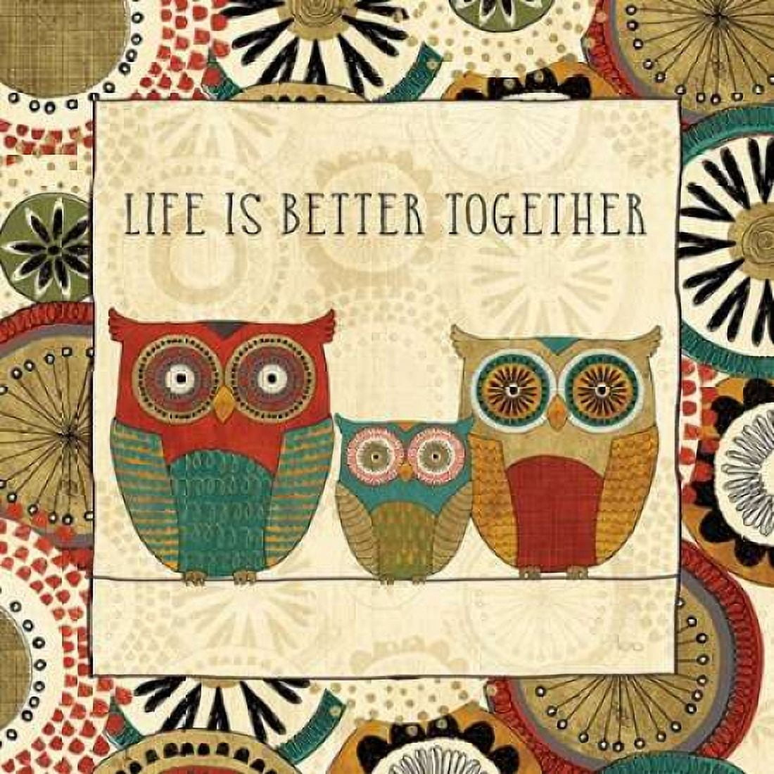 Spice Road Owls III Canvas Art - Veronique Charron (24 x 24)