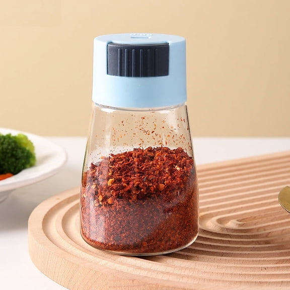 Spice Shaker, Czzoypi Precision 0.5 Gram Measuring Glass Dispenser, Push Control Seasoning Bottle for Kitchen Camping Easy Clean Refill, Blue