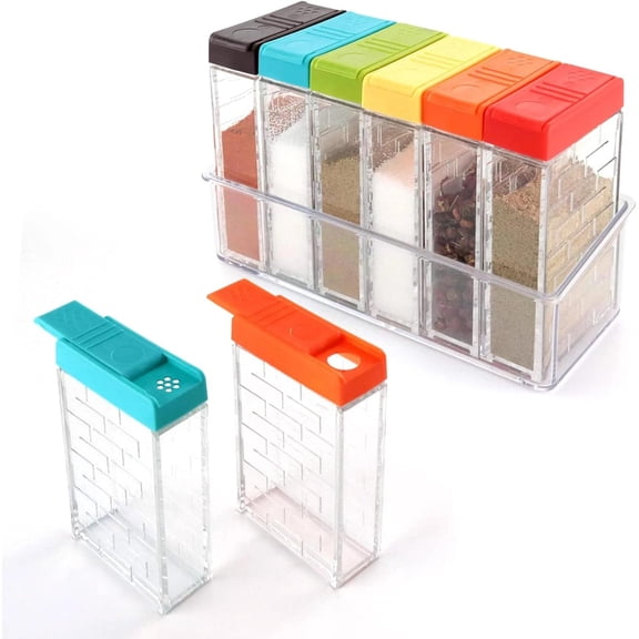 Spice Shaker Jars, Plastic Seasoning Shaker Box Condiment Set for Travel, Season