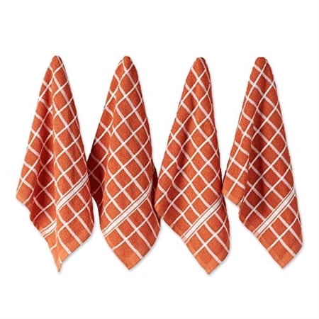 DII Spice Solid Windowpane Terry Dishtowel 4 Piece