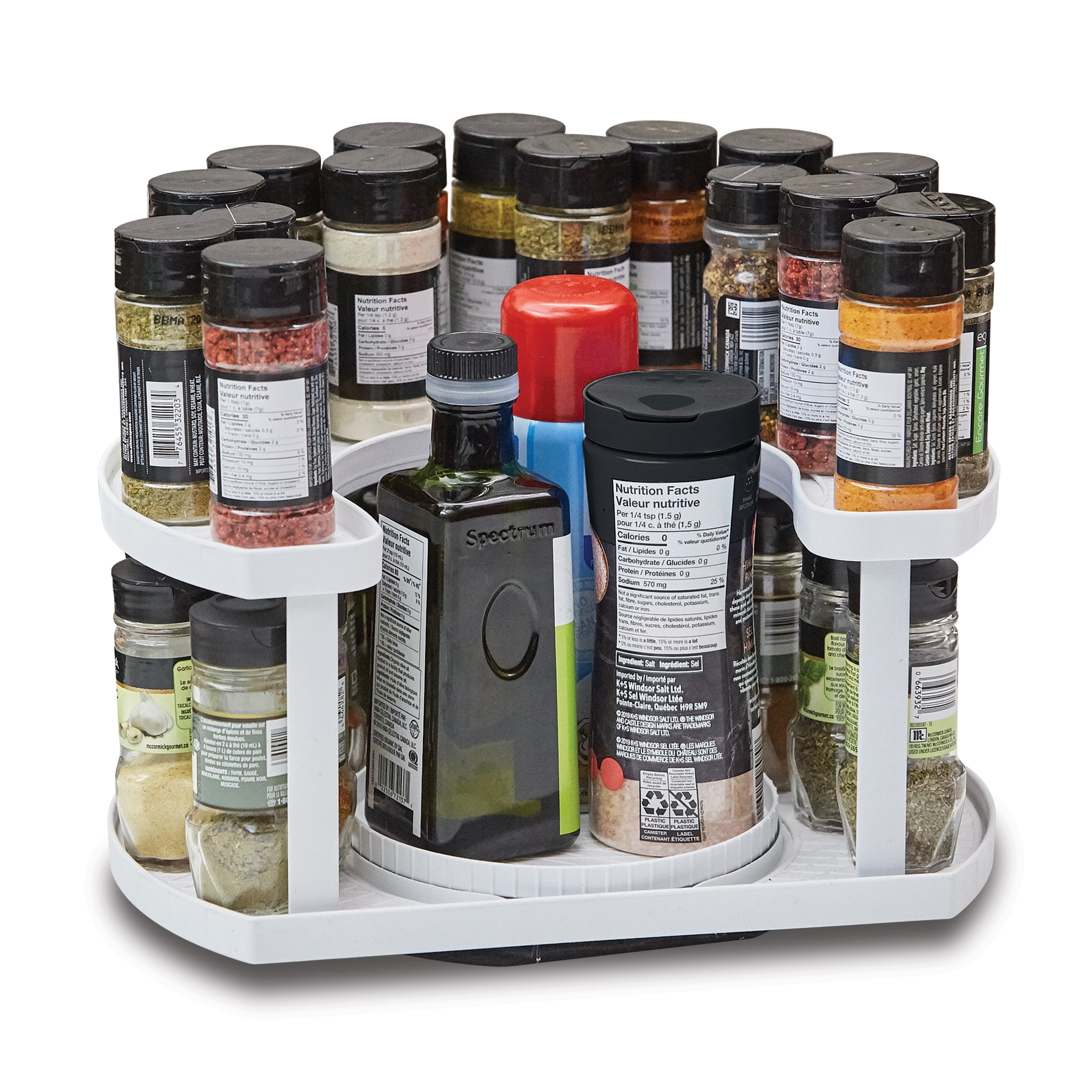 Spice Spinner Two-Level Plastic Spice Storage Organizer 