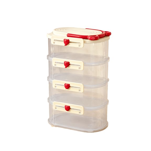 Spice Storage Container, Four Layer Stackable Sealed Cream White Seasoning Box for Scallion Ginger Garlic Kitchen Organization Freshness(White)