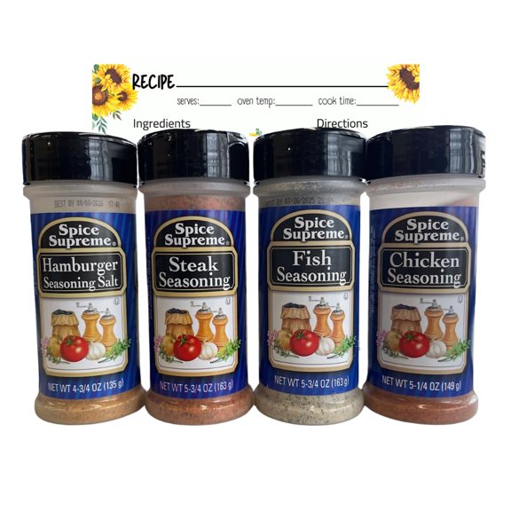Spice Supreme Meat & Fish Seasoning Variety Gift 4 Pack Bundle | Steak, Fish, Chicken, Hamburger