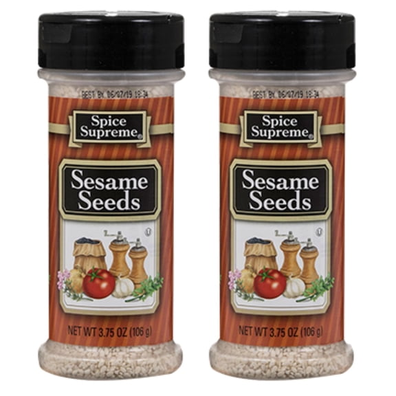 Spice Supreme Sesame Seeds 2 Pack 3.75 oz Each Premium Whole Sesame Seeds for Cooking, Baking, and Seasoning, All Natural Spice & Topping