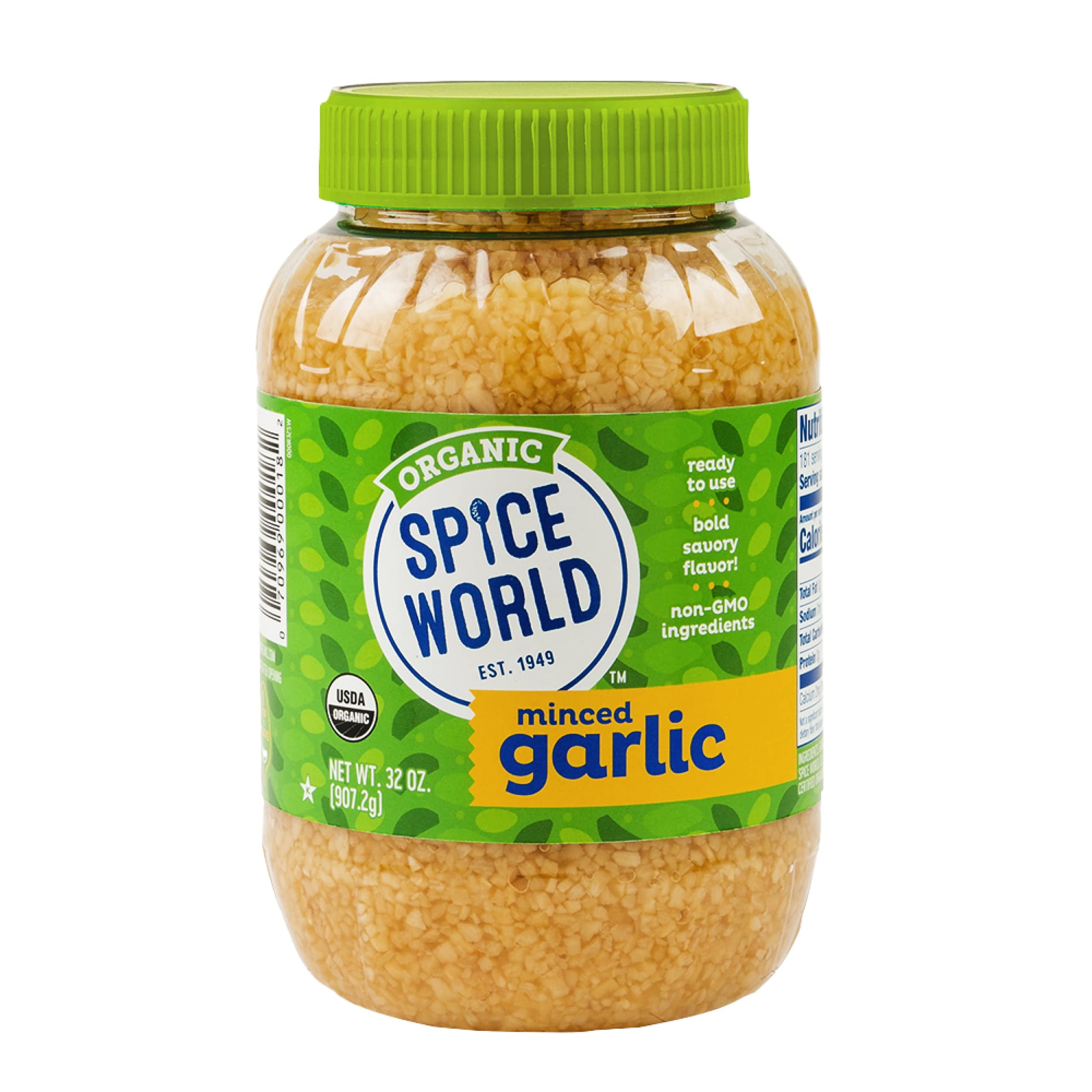 Spice World Organic Minced MMF7 Garlic Bulk 32oz Garlic USDA