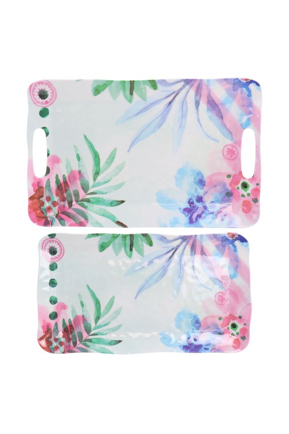 Cinnamon Twist 2 Piece Melamine Serving Tray Set in Multi