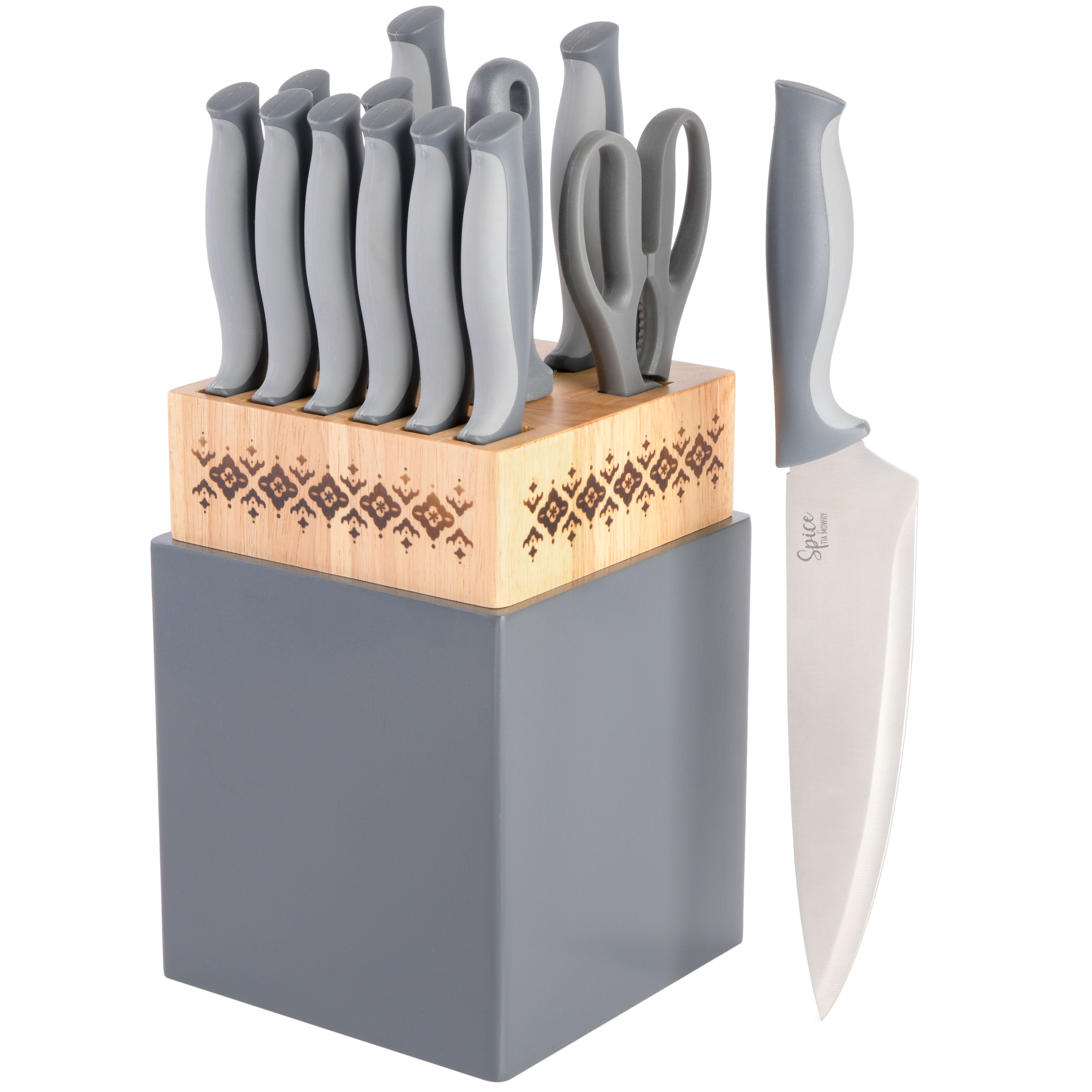 Grey Knife Set in A Block - 5 Piece - Grey
