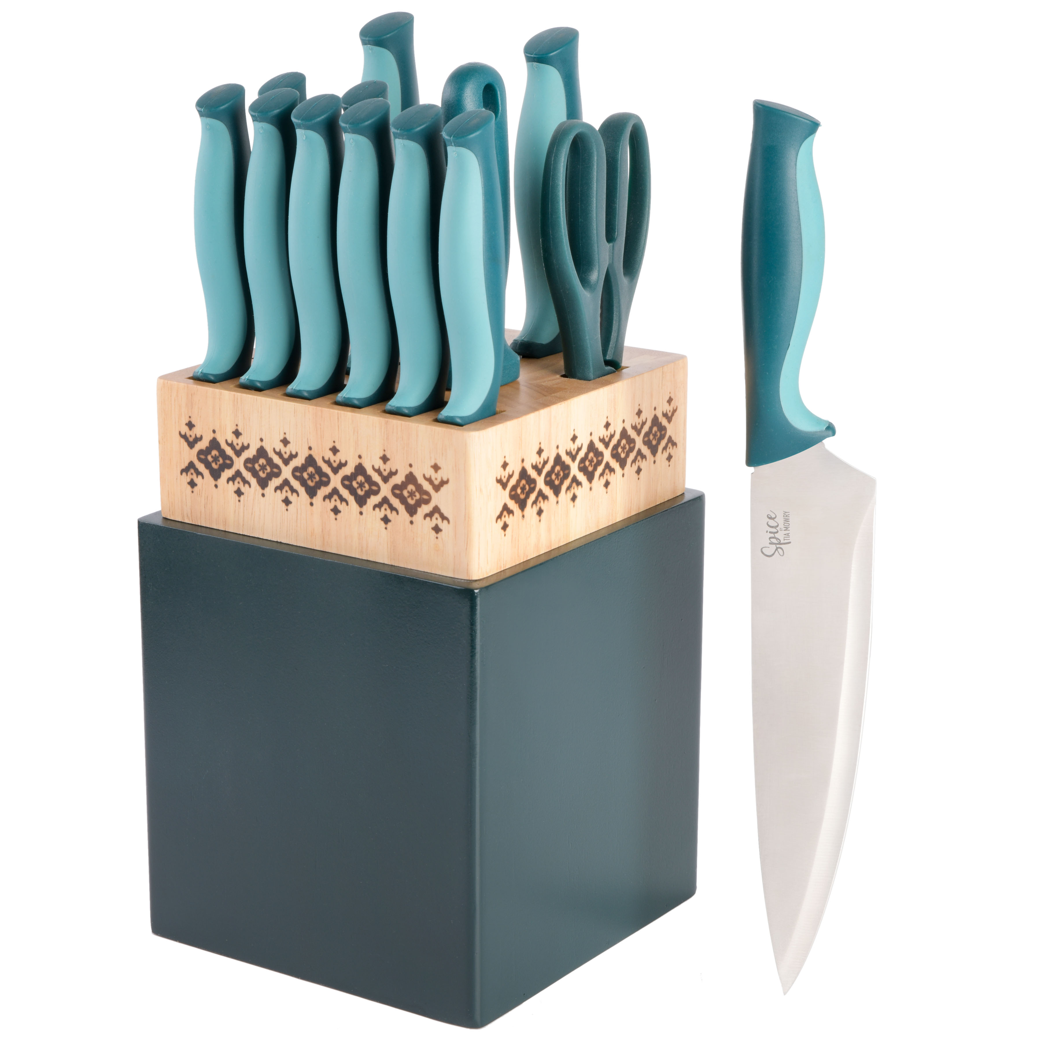 スリムレイ カッティー バーニー3個セット Tia Mowry's Spice Savory Saffron 14-Piece Stainless Steel Dinner
