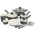 thumbnail image 1 of Spice by Tia Mowry Savory Saffron 16 Piece Ceramic Nonstick Cookware Set in Grey, 1 of 12