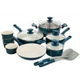 thumbnail image 1 of Spice by Tia Mowry Savory Saffron 16 Piece Ceramic Nonstick Cookware Set in Teal, 1 of 12