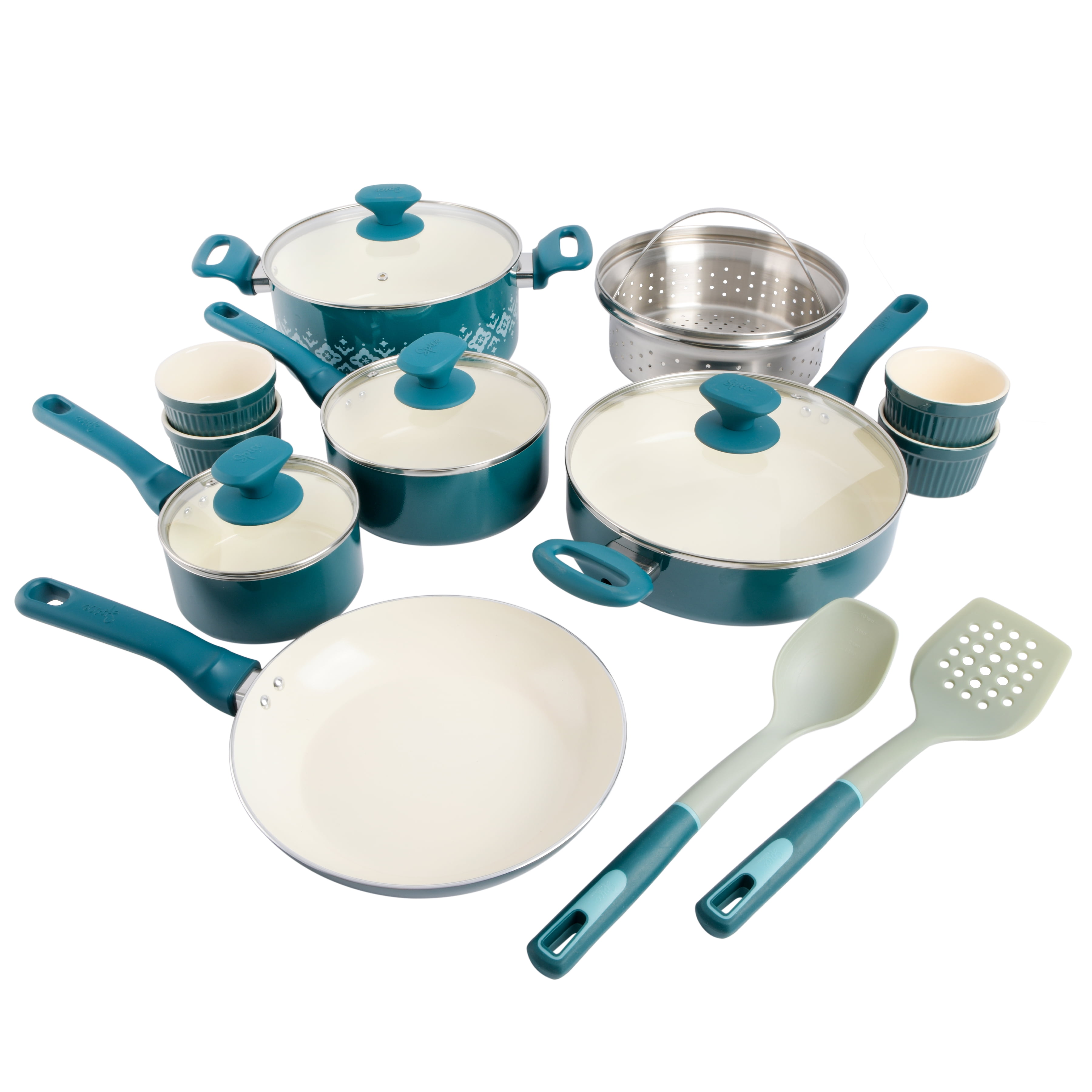 Spice by Tia Mowry Savory Saffron 16 Piece Cookware Set in Teal - 16pc - On  Sale - Bed Bath & Beyond - 35976683