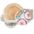 thumbnail image 1 of Spice by Tia Mowry Savory Saffron 18 Piece Round Fine Ceramic Dinnerware Set in Honey Gold, 1 of 5