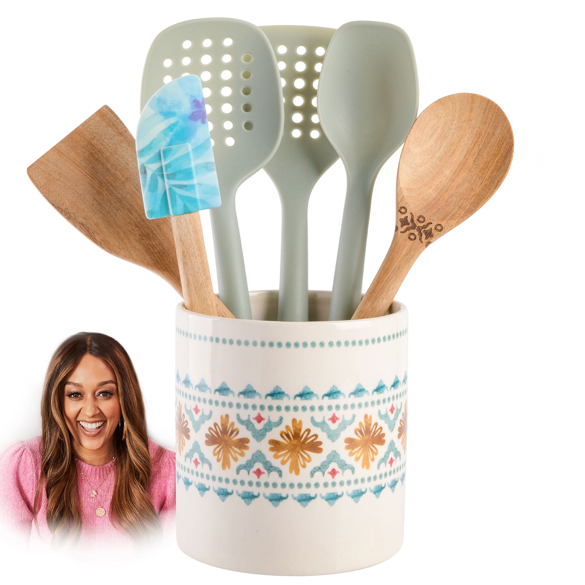 Spice by Tia Mowry Savory Saffron 7-Piece Stainless Steel Cutlery Set – Gray