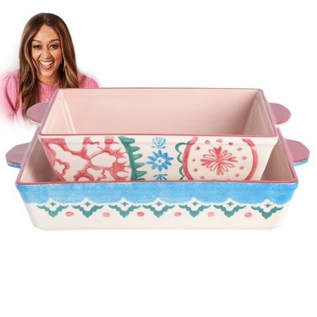 Spice by Tia Mowry - Savory Saffron Coral 2-Piece Stoneware Bakeware Set