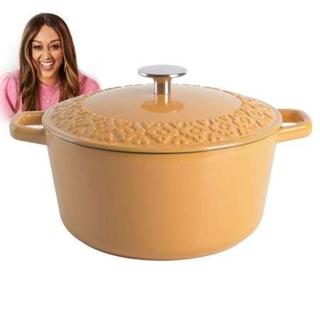 Spice by Tia Mowry - Savory Saffron Honey Gold 3.5-Quart Enameled Cast Iron Casserole