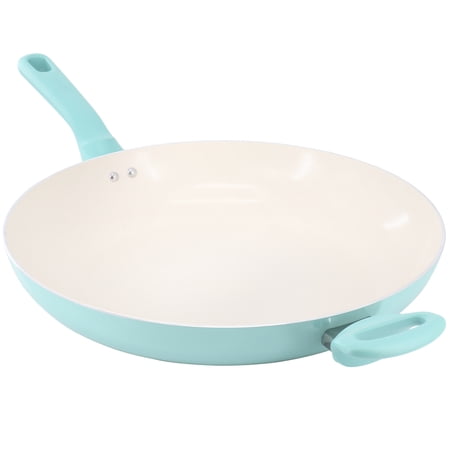 Spice by Tia Mowry - Tia's Healthy Nonstick Ceramic 14-Inch Charcoal Aluminum Skillet