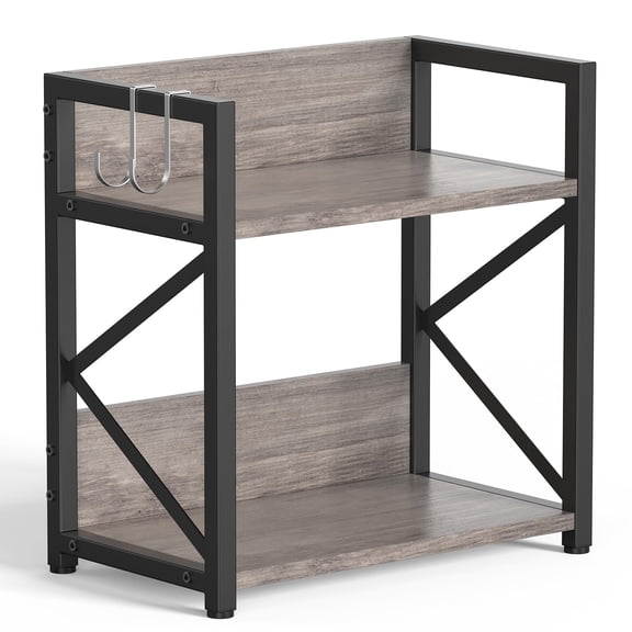 Spice-rack-organizer-shelf For Kitchen Counter  2 Tiers Coffee Bar Station Organizer Countertop Space Saving Desk Shelving Riser Unit (grey Medium)