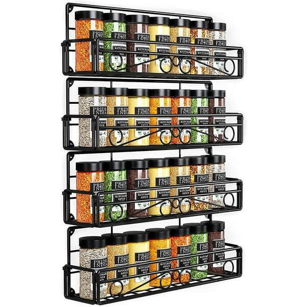 Spice rack wall mount, Spice Rack Organizer Wall Mount 4Tier Separated